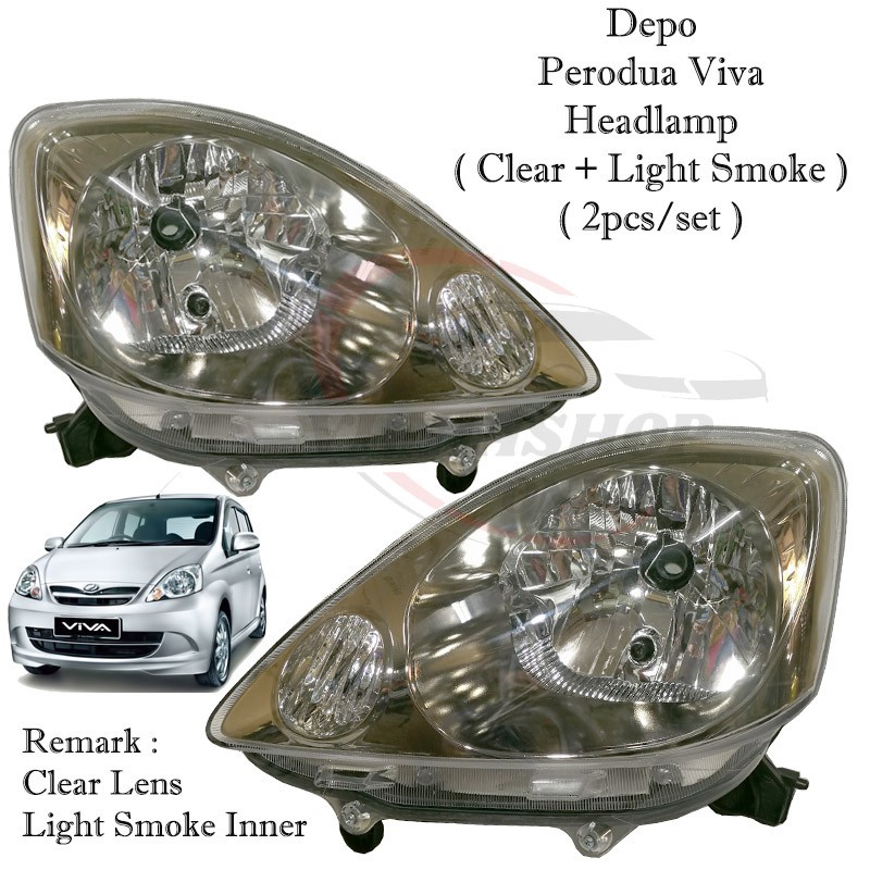 Depo Perodua Viva Headlamp ( Clear + Light Smoke )  RIGHT SIDE ONLY