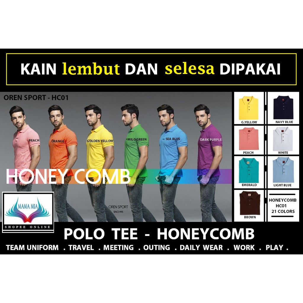 Polo Shirt Lacoste HONEYCOMB ~ OREN SPORT ~ HC01 | Shopee Malaysia