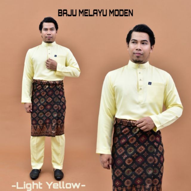 Baju Melayu Moden Baby Yellow Baju Melayu Slim Fit