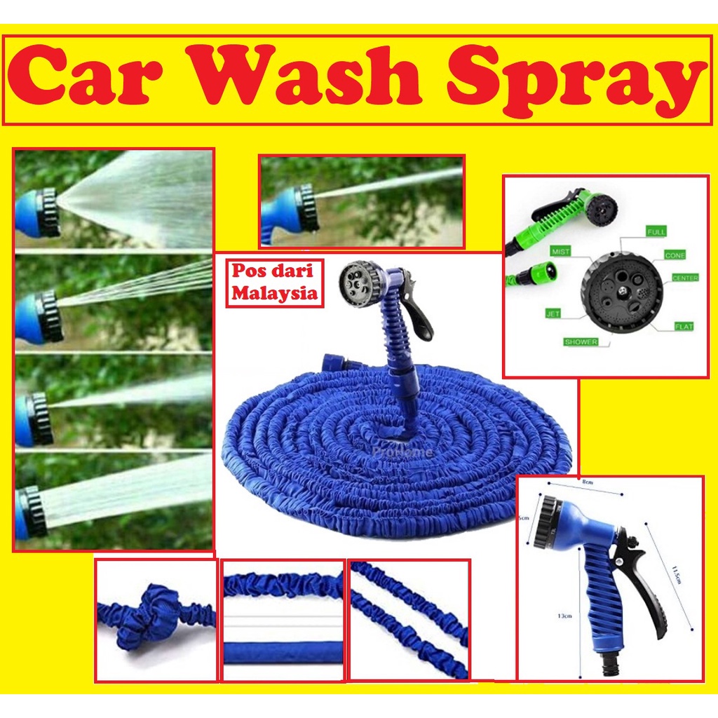 Car Wash Water Spray Jet Sprayer Paip Air Ajaib Cuci Kereta DIY Magic Hose Pipe Multifunction Home Garden 高压洗车水枪