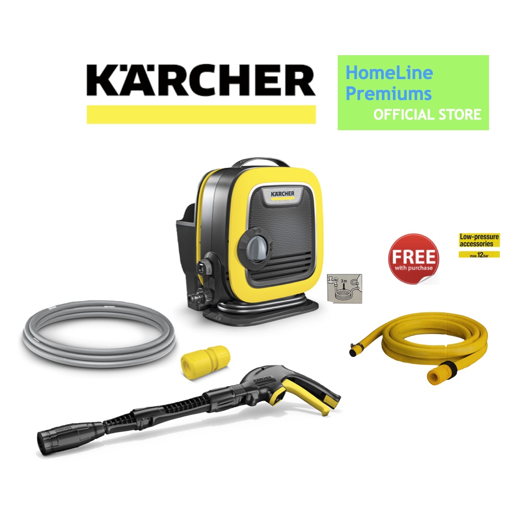 KARCHER K MINI HIGH PRESSURE WASHER 169000510 + FREE KARCHER HOSE 3M