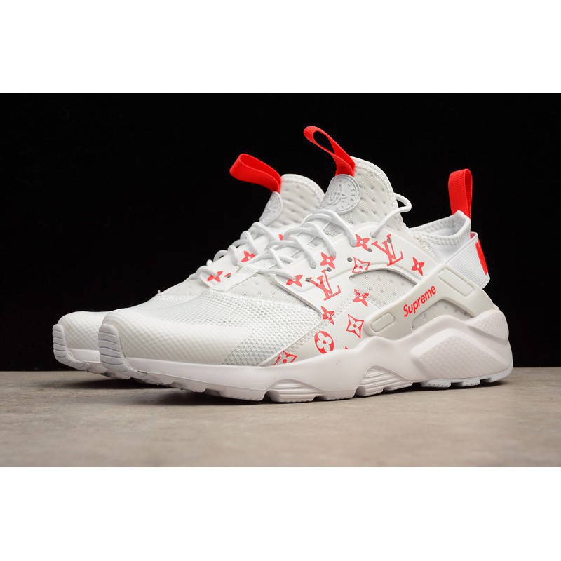 supreme x nike air huarache run ultra white red