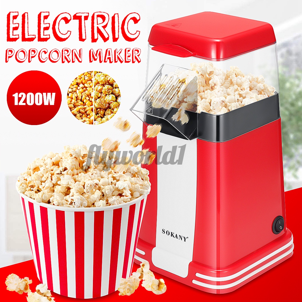 Electric Retro Fat--free Hot Air Popcorn Maker Poper Machine 1200W Home Snack In Stock