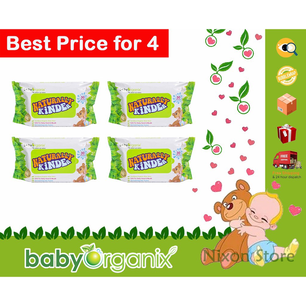 Baby Organix Naturally Kinder Hand&Mouth Wet Tissue (30s X 4)