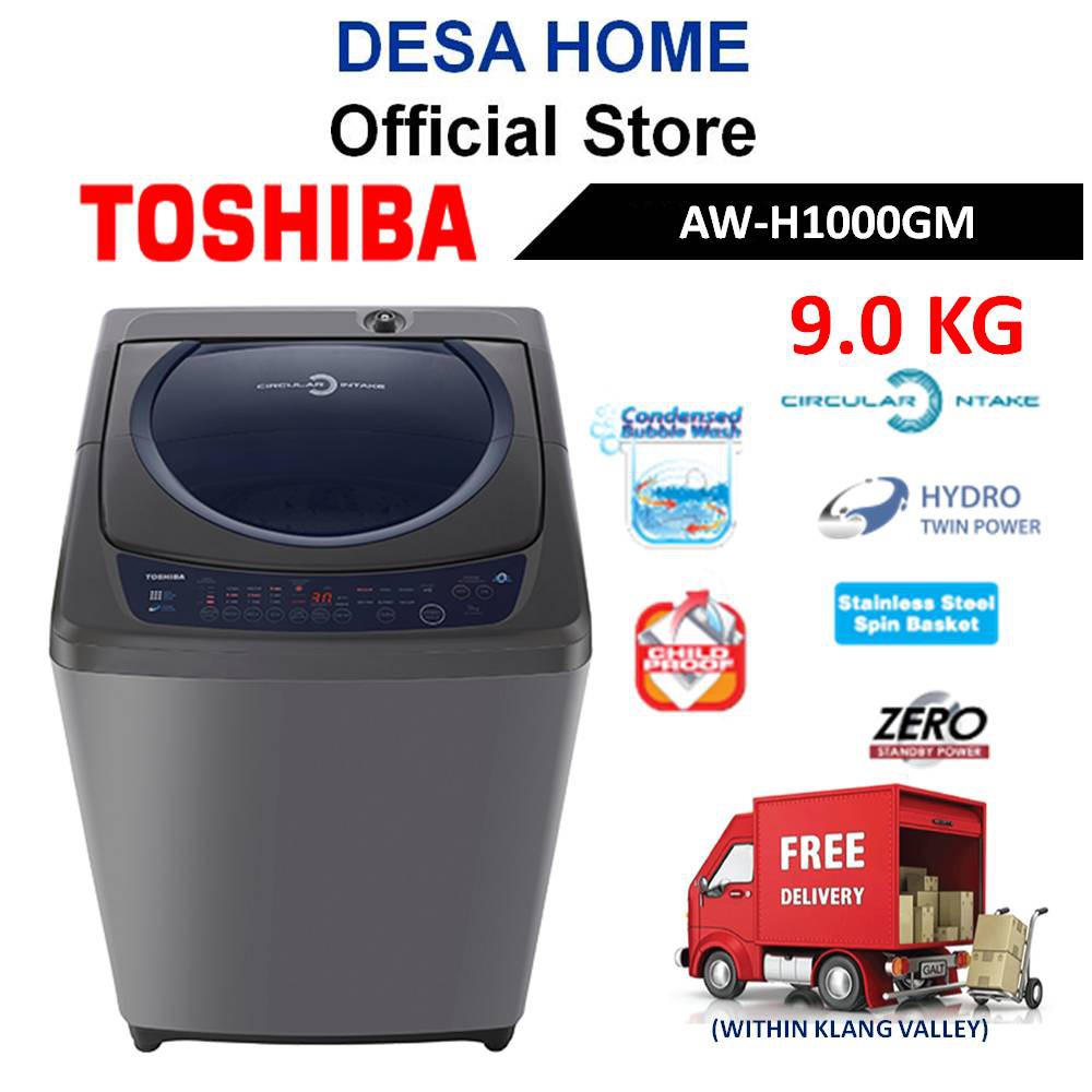 [FREE DELIVERY WITHIN KL] TOSHIBA Top Load Washer (9kg) AW-H1000GM(SB)