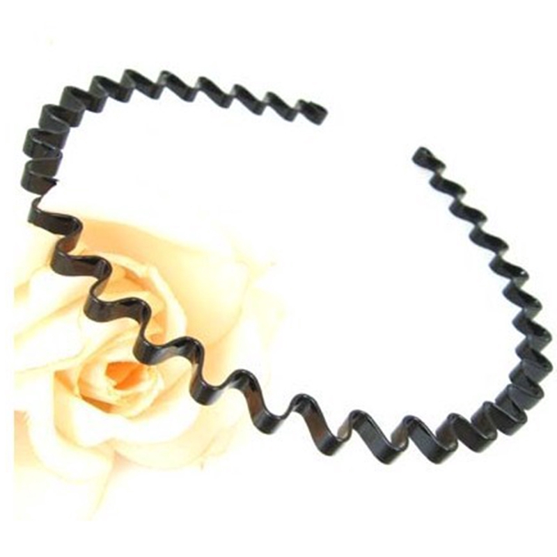 Unisex Women Men Iron Wavy Zigzag Metallic Hair Band Headband