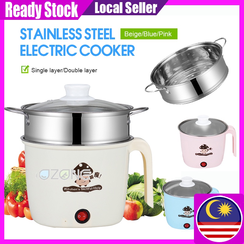 1.8L Mini Rice Cooker Non Stick Electric Pot Multifunction With Steamer Frying Pan Electric Cooker Periuk Nasi