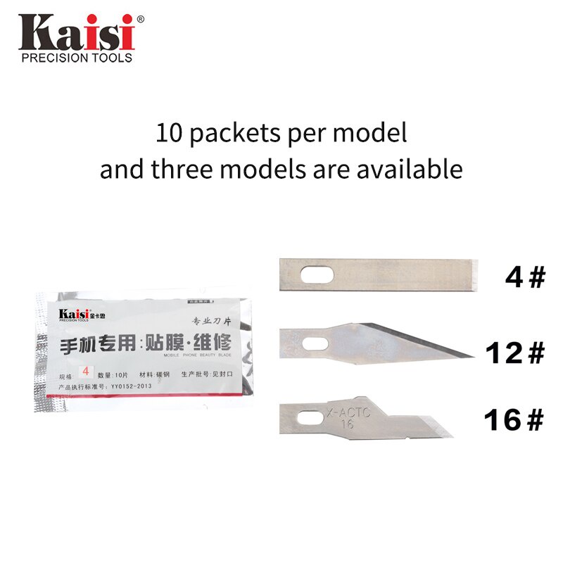 Kaisi 4# 6# 12# 10PCS/Set Precision Steel Blade Engraving Craft Sculpture Knife Scalpel Cutting Tool for PCB Repair