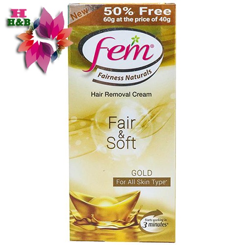 Fem Fairness Naturals Hair Removal Cream, Fair & Soft (TURMERIC), For