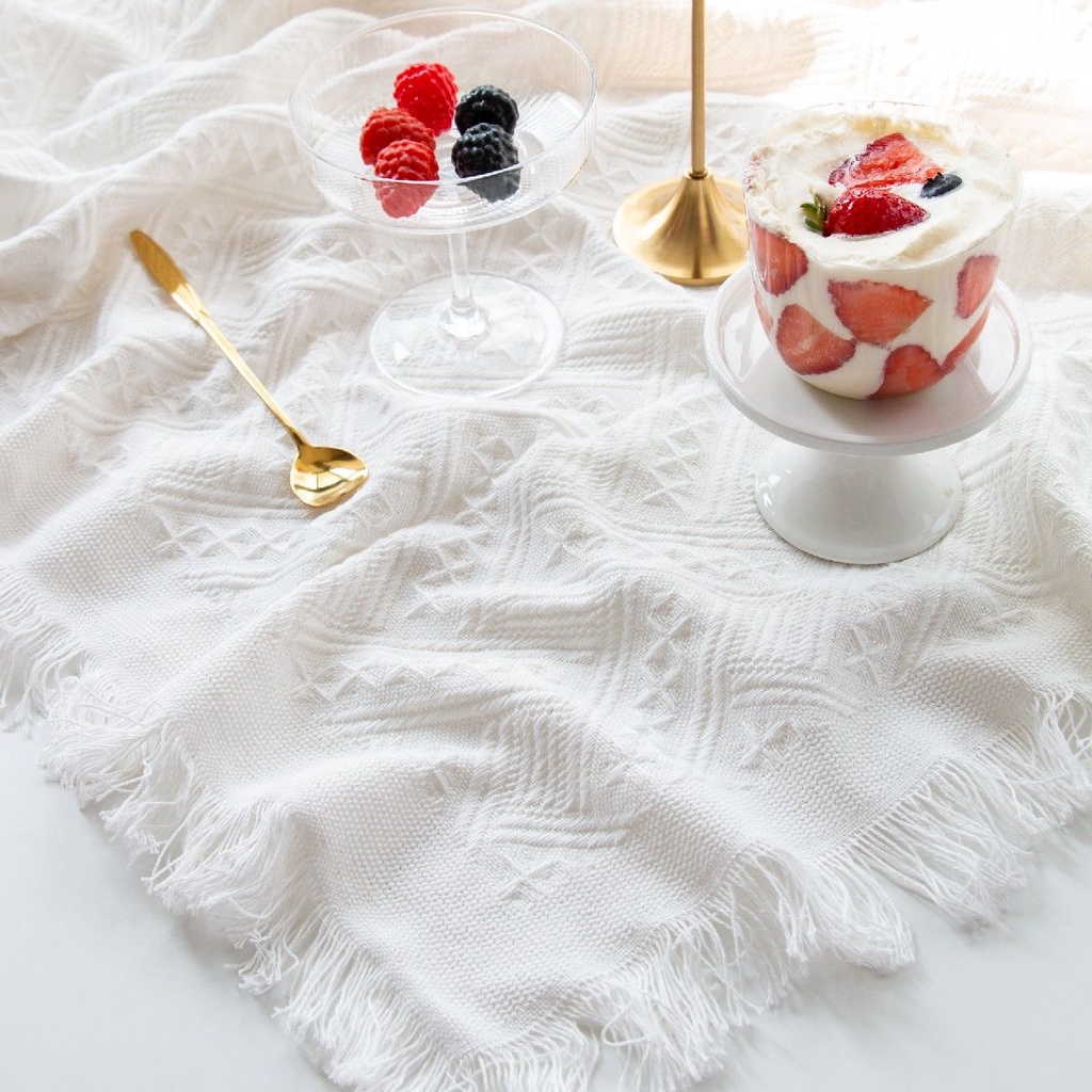 50x50cm Ins Style White Cloth Tassels Photo Shooting Background Photography Prop Grandma white Pattern Background Cloth