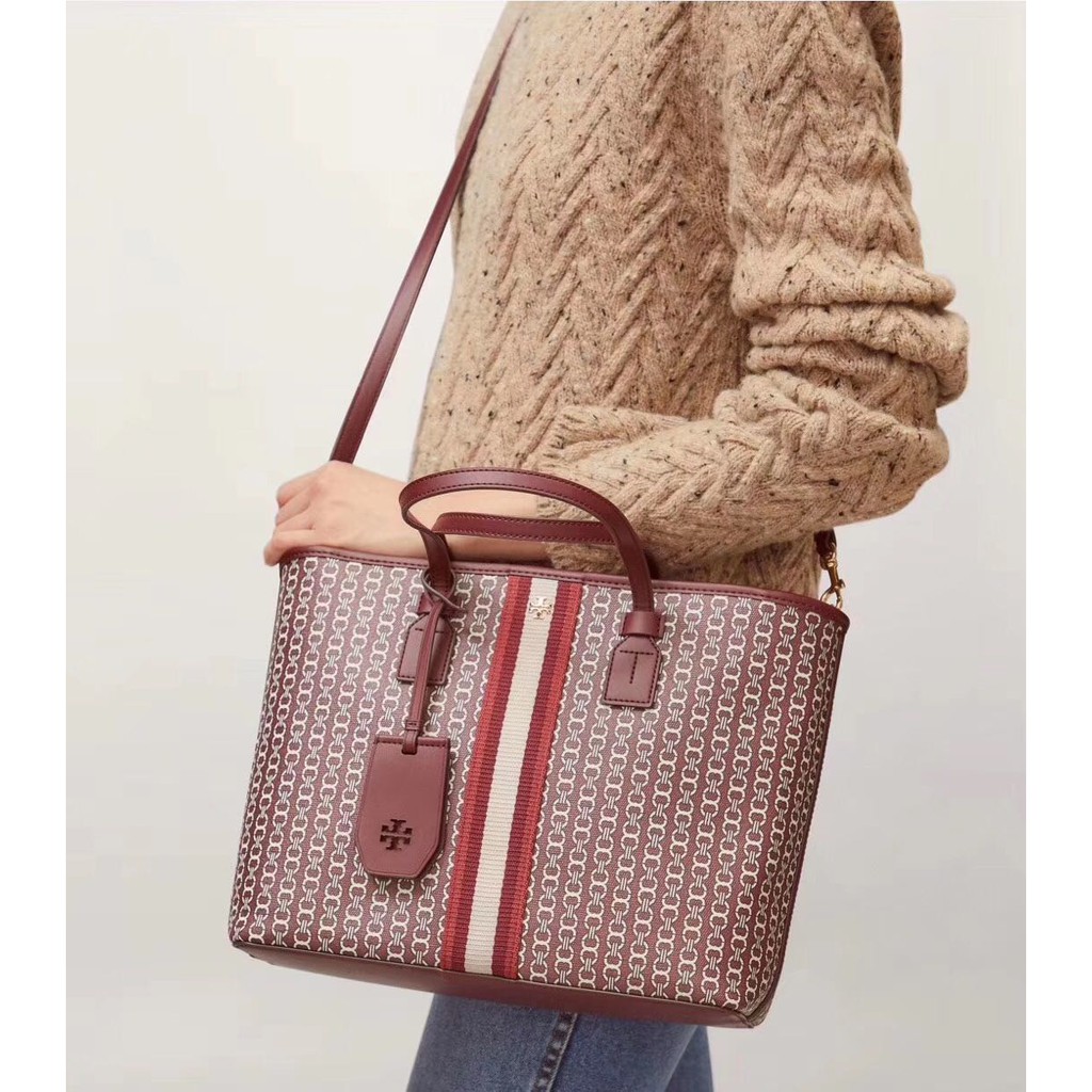 TORY BURCH Canvas zip tote bag Crossbody bag Red | Shopee Malaysia