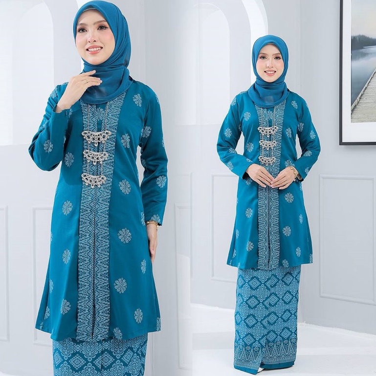 Kebarung Moden Songket Tabur [ Teal Blue ] | Shopee Malaysia