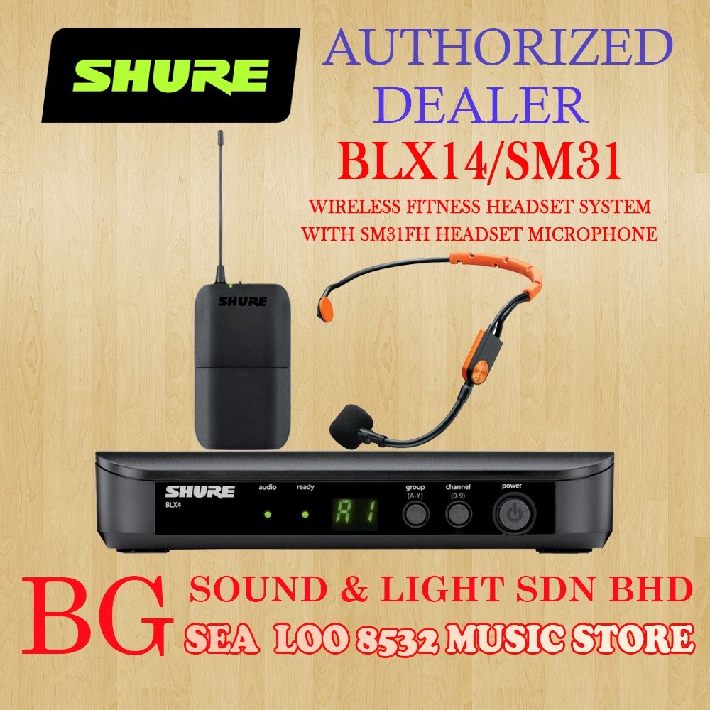 SHURE BLX14/SM31 WIRELESS FITNESS HEADSET SYSTEM WITH SM31FH FITNESS HEADSET MICROPHONE SHURE