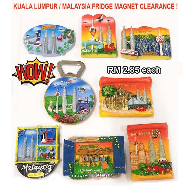 MALAYSIA SINGAPORE SOUVENIR 3D RESIN / FOIL FRIDGE MAGNET !! KLCC PETI SEJUK HADIAH CENDERAHATI