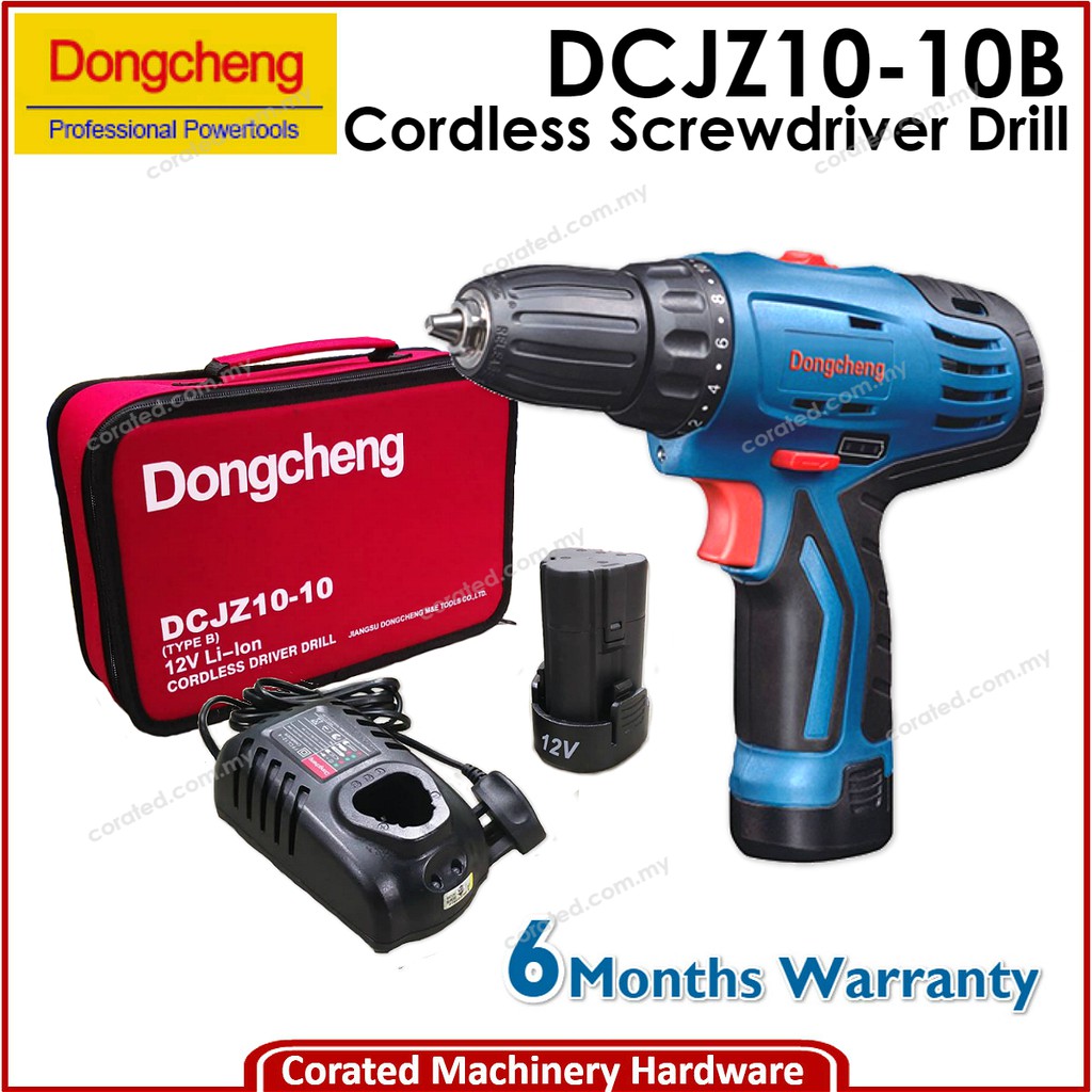 [CORATED] Dong Cheng DCJZ1010B 12V Cordless Driver Drill c/w 2 Battery