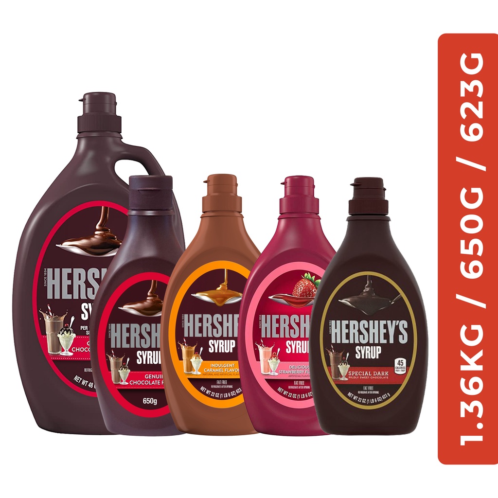 HERSHEY'S CHOCOLATE SYRUP/ CARAMEL SYRUP/ STRAWBERRY (HALAL) 623GM