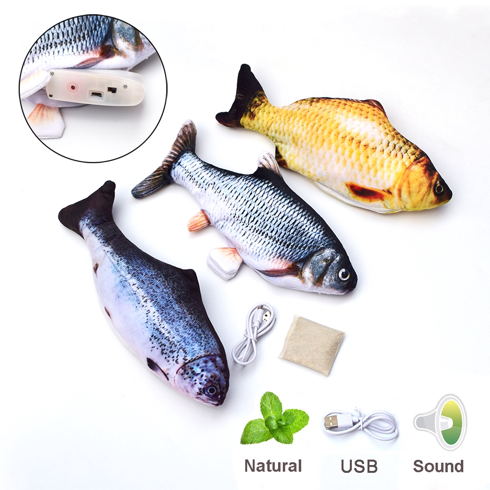 Usb Lucu Kucing Mainan 30 Cm Simulasi Mainan Ikan Kucing Mint Bite 