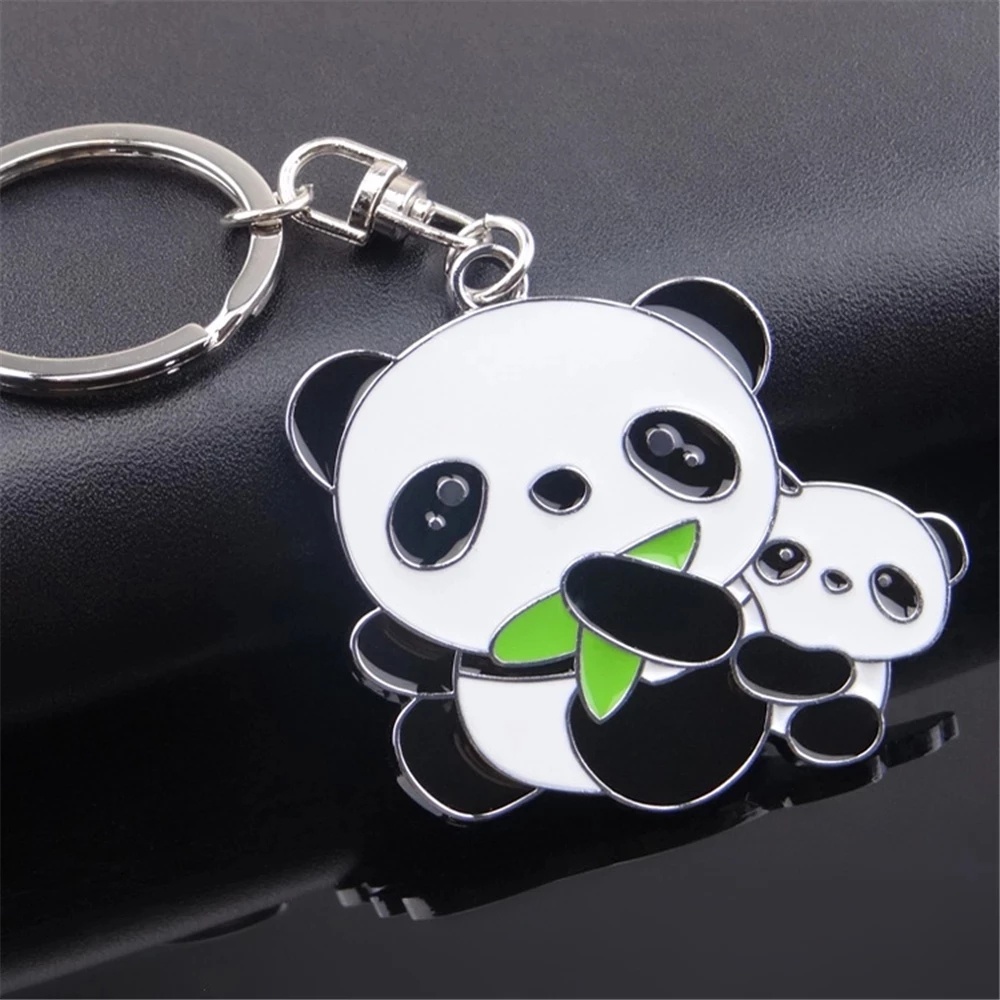 Cute Panda Keychain Cartoon Animal China Mascot Keyring Pendant Funny Panda Bear Souvenir Gift for Girls Boy Bag Accessories