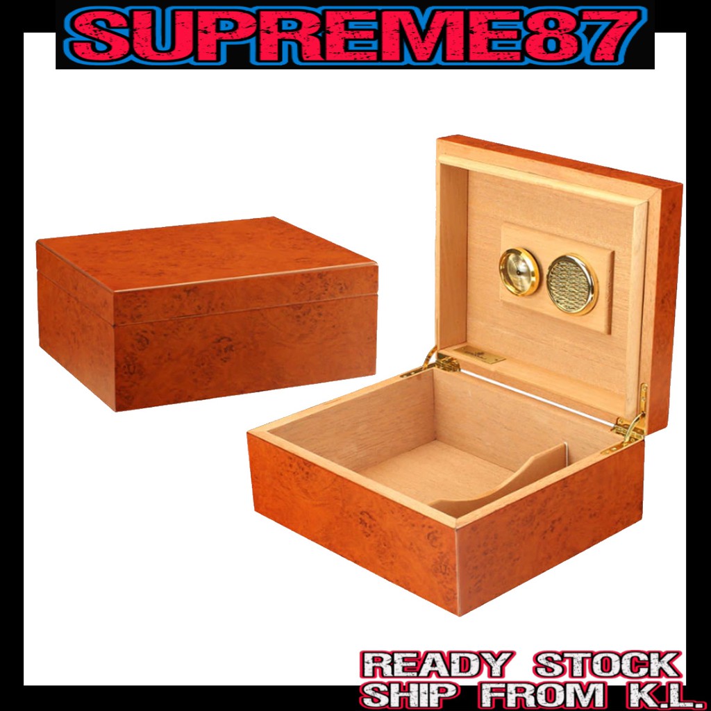 LUXFO Spanish Cedar Wood Travel Box Humidor with Hygrometer Humidifier