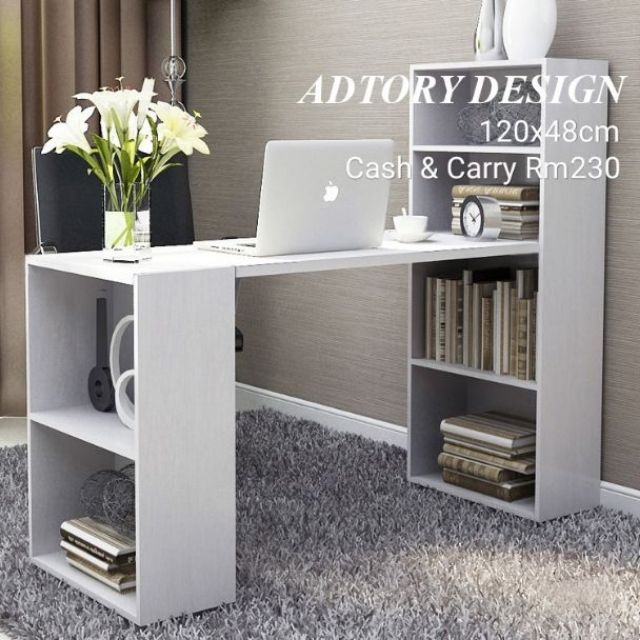 Adtory Walden Coral White Study Table Workstation Computer Desk