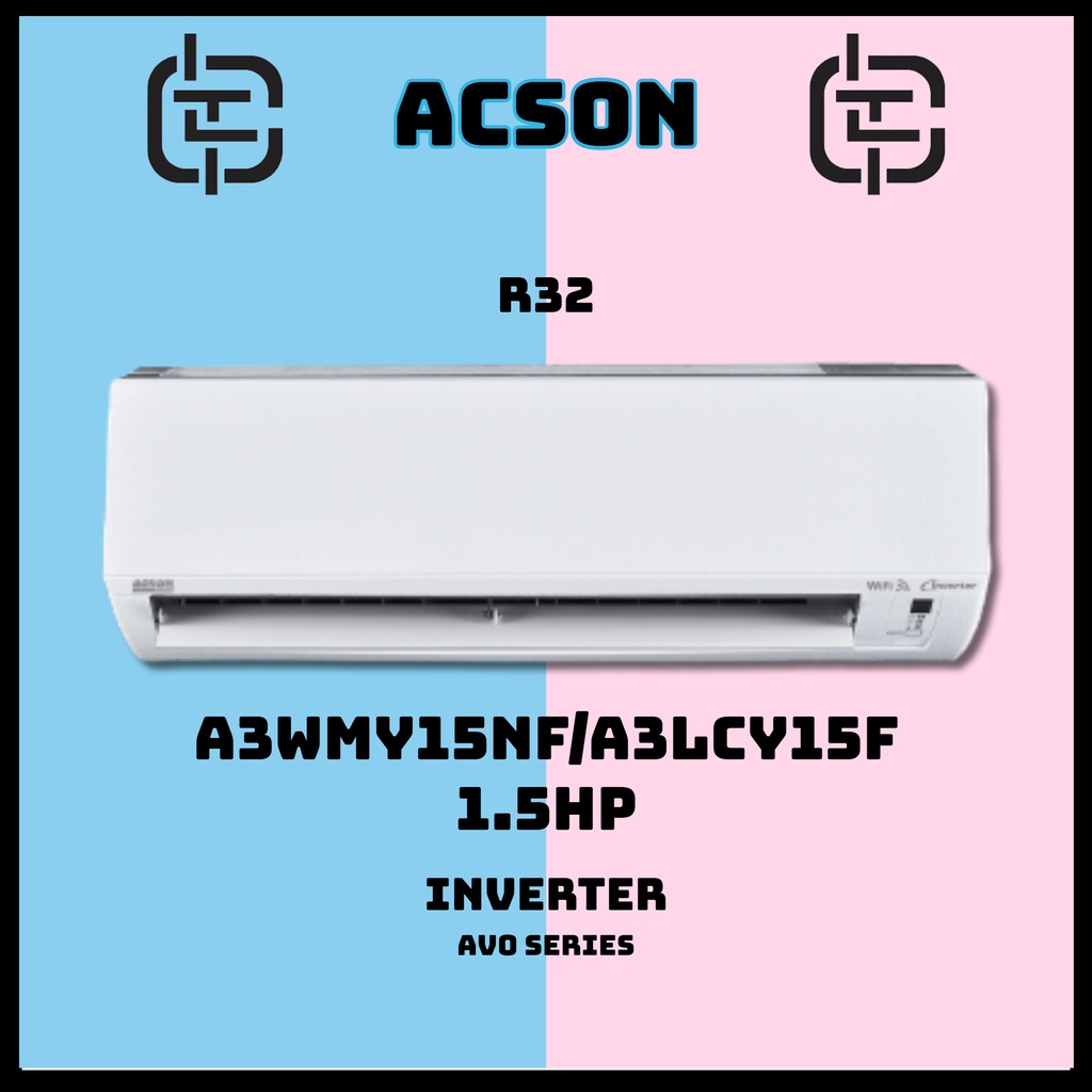 ACSON Air Conditioner Wall Mounted Inverter R32 A3WMY15NF/A3LCY15F 1.5HP Built in Wifi Shopee