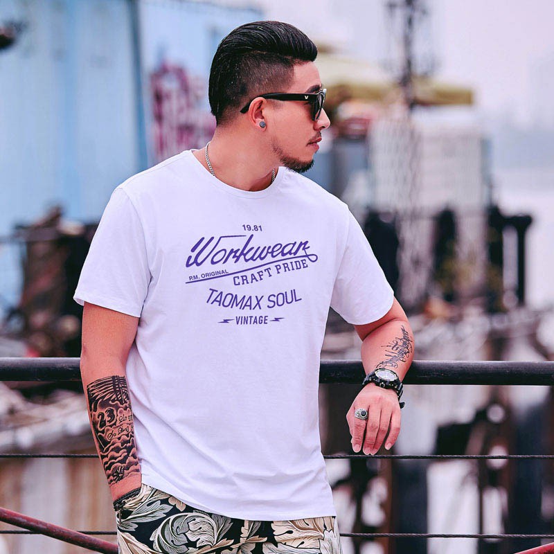 XL-8XL Men Big Size T shirt Plus Cotton Short Sleeve T ...
