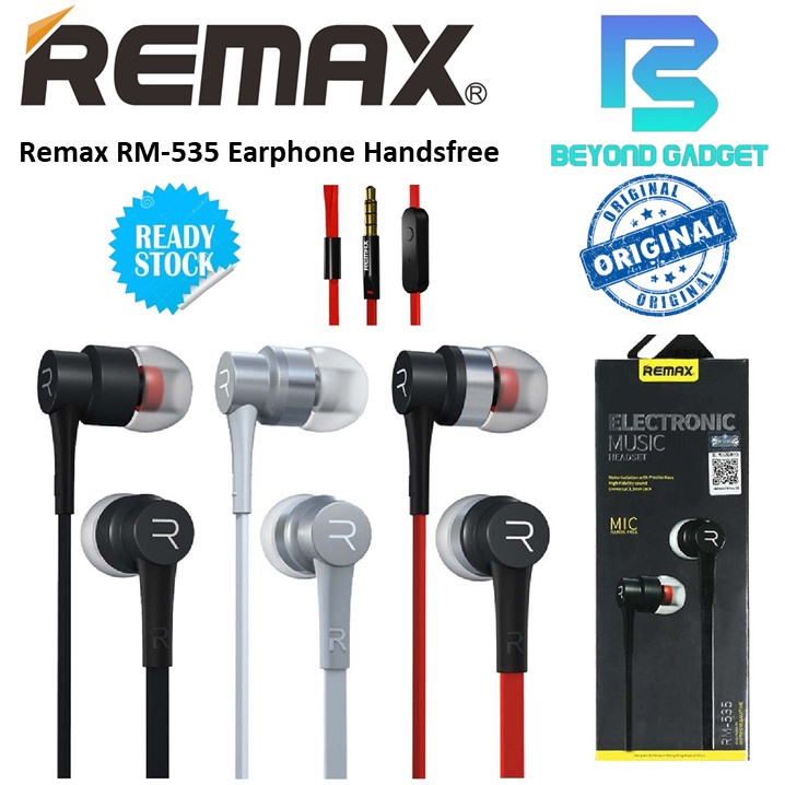 Remax RM-535 Earphone Wired Earbuds Headset 3.5mm Jack Plug Import with ...
