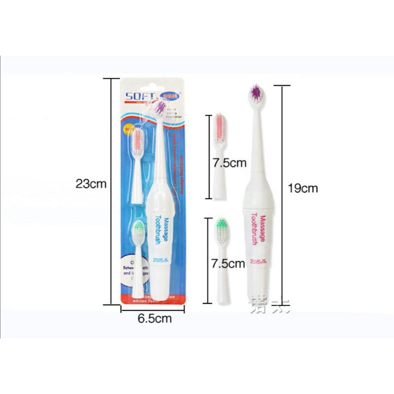 [ READY STOCK ]  Professional Electric Toothbrush 3 Brush Head Battery Operated Jualan Murah Berus Gigi Bathroom Simpanan