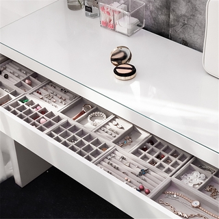 4pcs/set Velvet Jewelry Organizer Tray For Drawer Box Desktop Earrings Necklaces Rings Pendant Bracelet Display Compartments