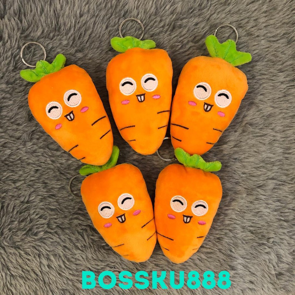 READY STOCK Stuffed Keychain Dolls Watermelon & Carrot Keychain Dolls