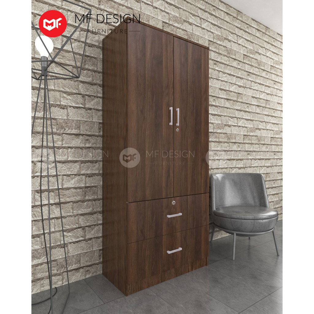 Mfd Dori 2 Door Wardrobe Almari Baju Mahogany Oak Shopee Malaysia
