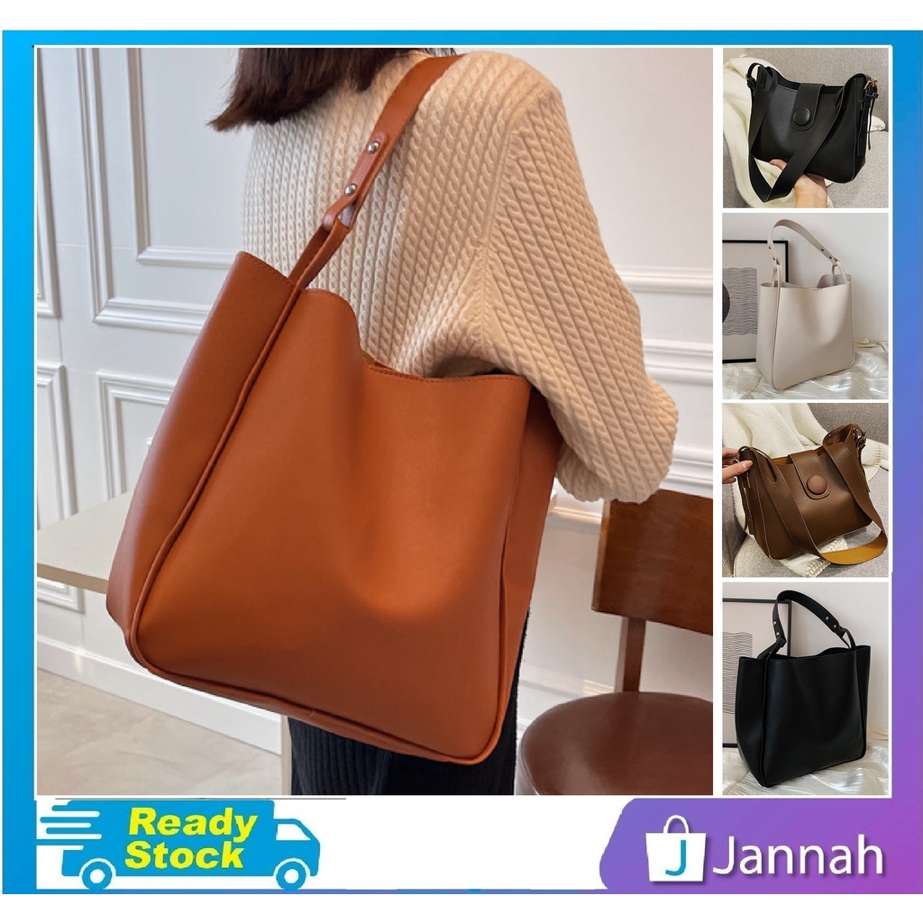 Jannah Plain PU Travel Office Dinner Sling Shoulder Bag Women Handbag Tote Beg Tangan Wanita 4G3