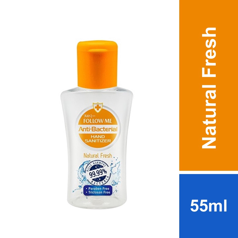 Follow Me Anti Bacterial Hand Sanitizer Natural Fresh 55ml | Shopee ...