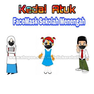 Kartun Murid Sekolah Rendah Pakai Mask