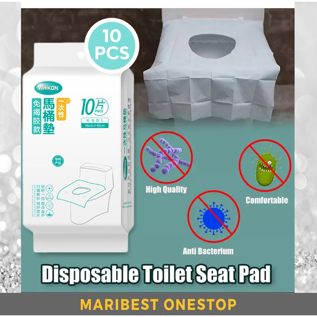 10 Pieces WHIKON Disposable Toilet Seat Cover Waterproof Individually Wrapped Travel Toilet Seat Covers