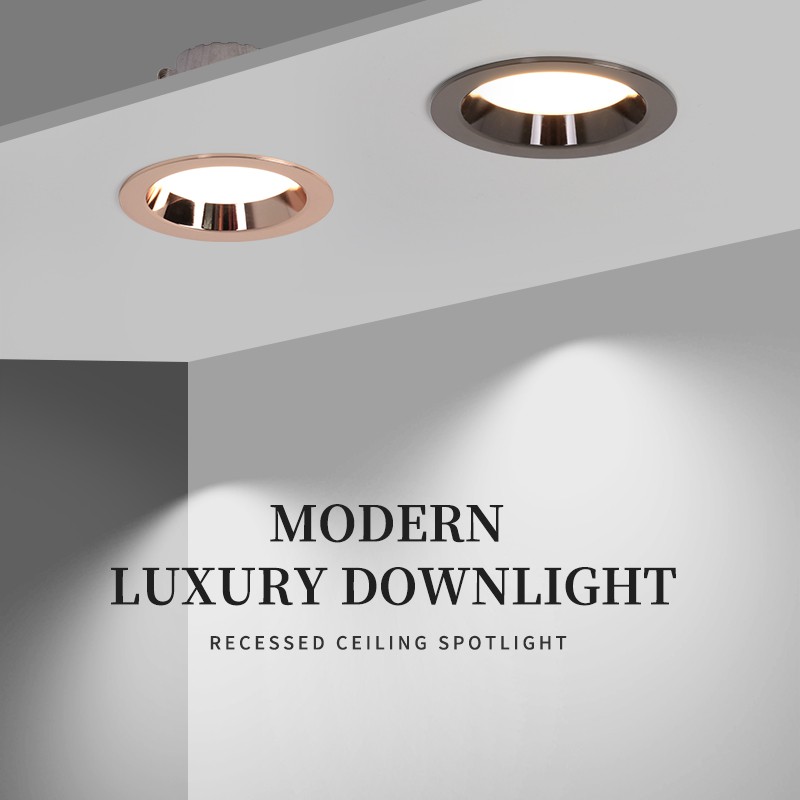 Spotlight LED Downlight Embedded Down light Affordable Luxury Style Ceiling Living Room Home Rose Gold Corridor Variable Light with Three Colors Light