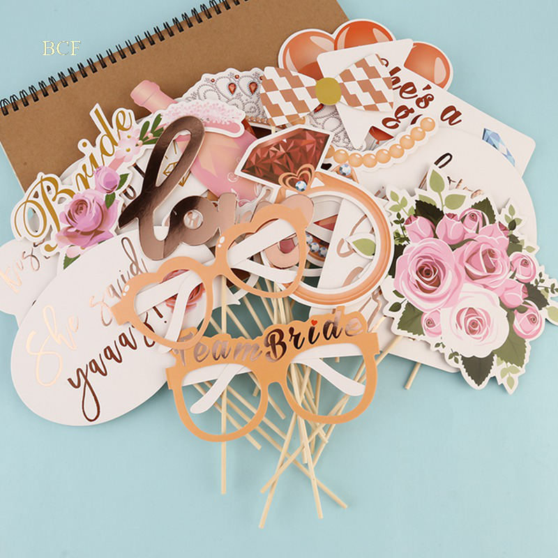 【BCF】23pcs/Set Creative Wedding Photo Booth Props Just Married Photobooth Party Table Decoration