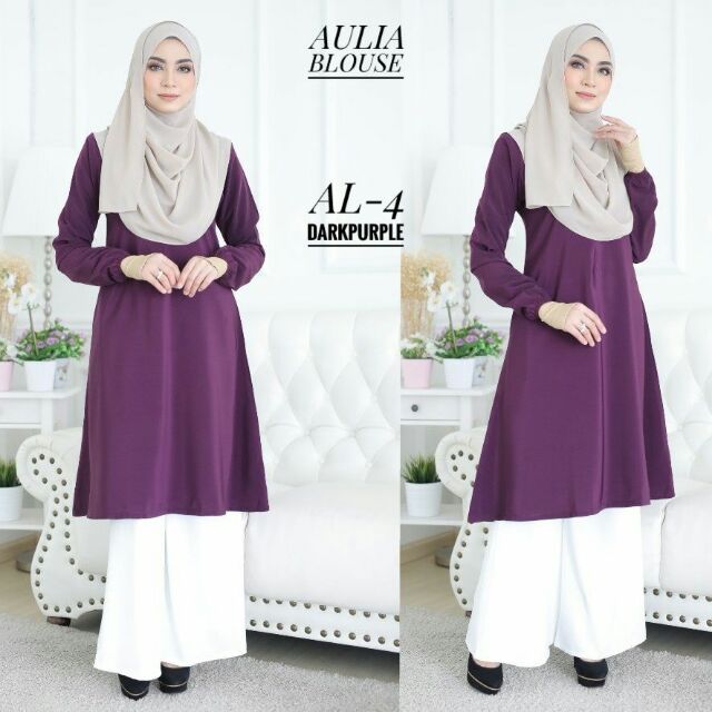 Size XS 5XL Baju  Muslimah  Aulia Blouse  Labuh Long Clothing 