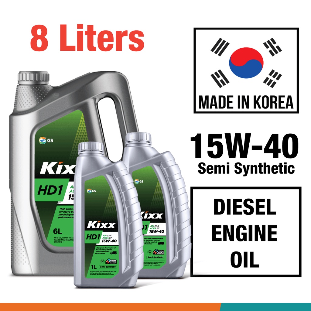 GS KIXX HD1 15w40 (8 Liter/6+2 Liter) Diesel Engine Oil 15W40 Semi
