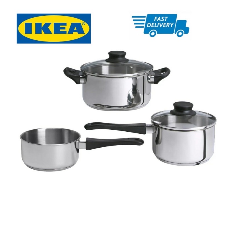 IKEA Cookware Set STAINLESS STEEL Pot & Saucepan Annons IKEA Set Glass