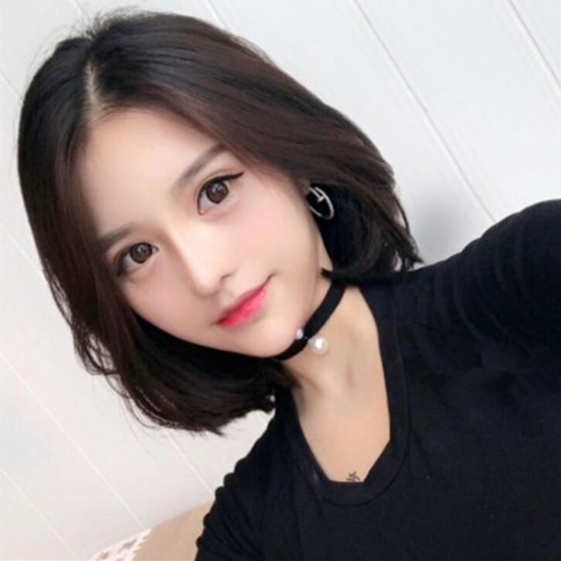 2019 Wig Girls Part Fringe Poepoe Head Short Straight Hair Fluffy