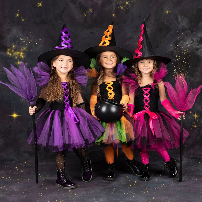 2022 Disguise Witch Costume for Girls Halloween Tutu Knee Dress with Hat  Broom Pantyhose Kids Carnival Cosplay Party Outfit Set | Shopee Malaysia