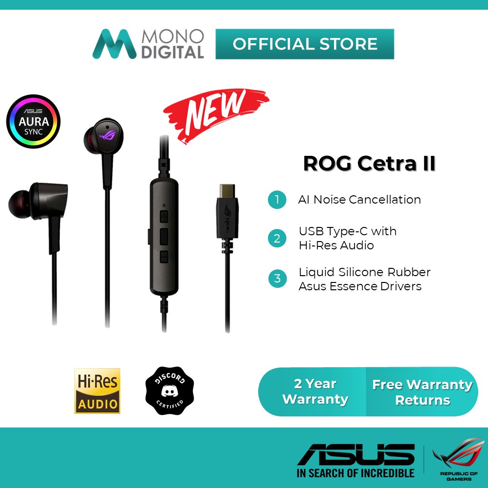 ASUS ROG Cetra II / Cetra RGB / Cetra Core Active Noise Cancellation Hi-Res In-Ear Gaming Headphone
