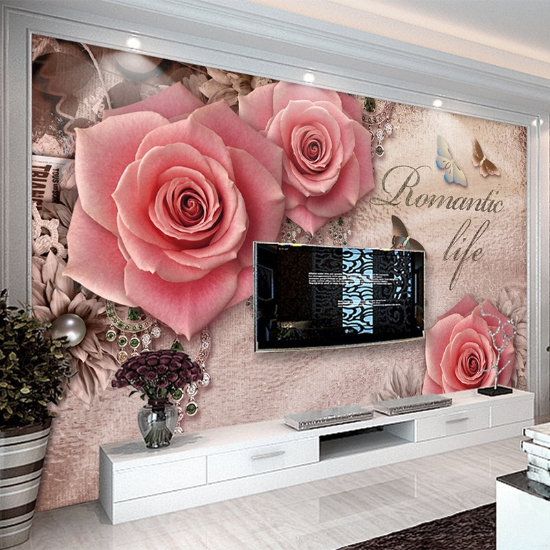 Romantic Rose Flowers 3d Wallpaper Wedding House Living Room Tv Sofa Wall Mural