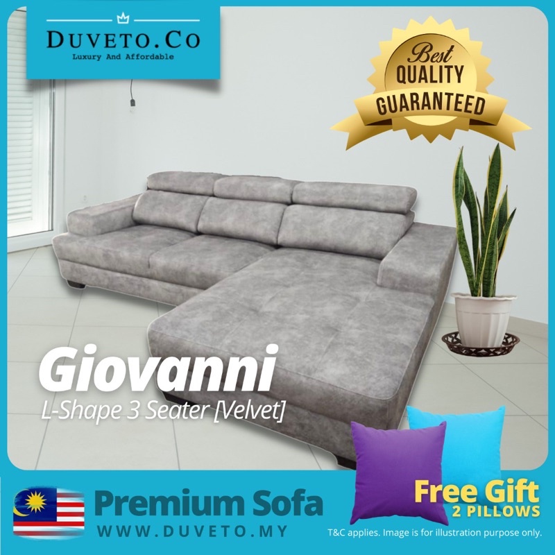 Sofa L Sofa L Shape 3 Seater GIOVANNI [Kain Baldu]/3 Seater/Modern Sofa
