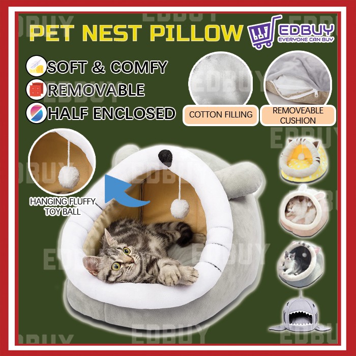 Cat Bed Katil Kucing Cute Style Pet Bed Pet Nest Removable Washable Dog Bed  Pillow Tilam Kucing Pet Cushion Kitten Bed