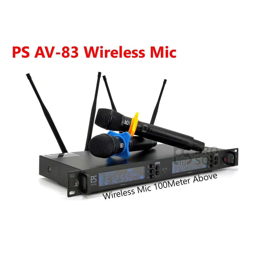 PS PRO SOUND AV-83 PLL Professional UHF Dual-Channel Handheld Wireless Microphone System Karaoke Singing Wireless Mic