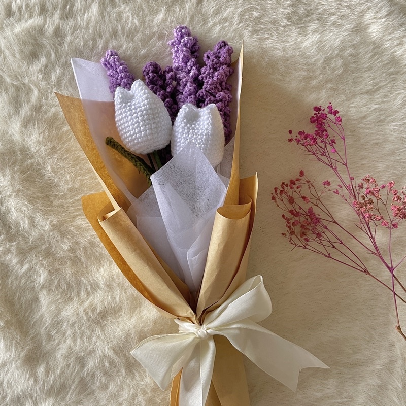 Crochet Lavender Tulip Bouquet 💐 Shopee Malaysia