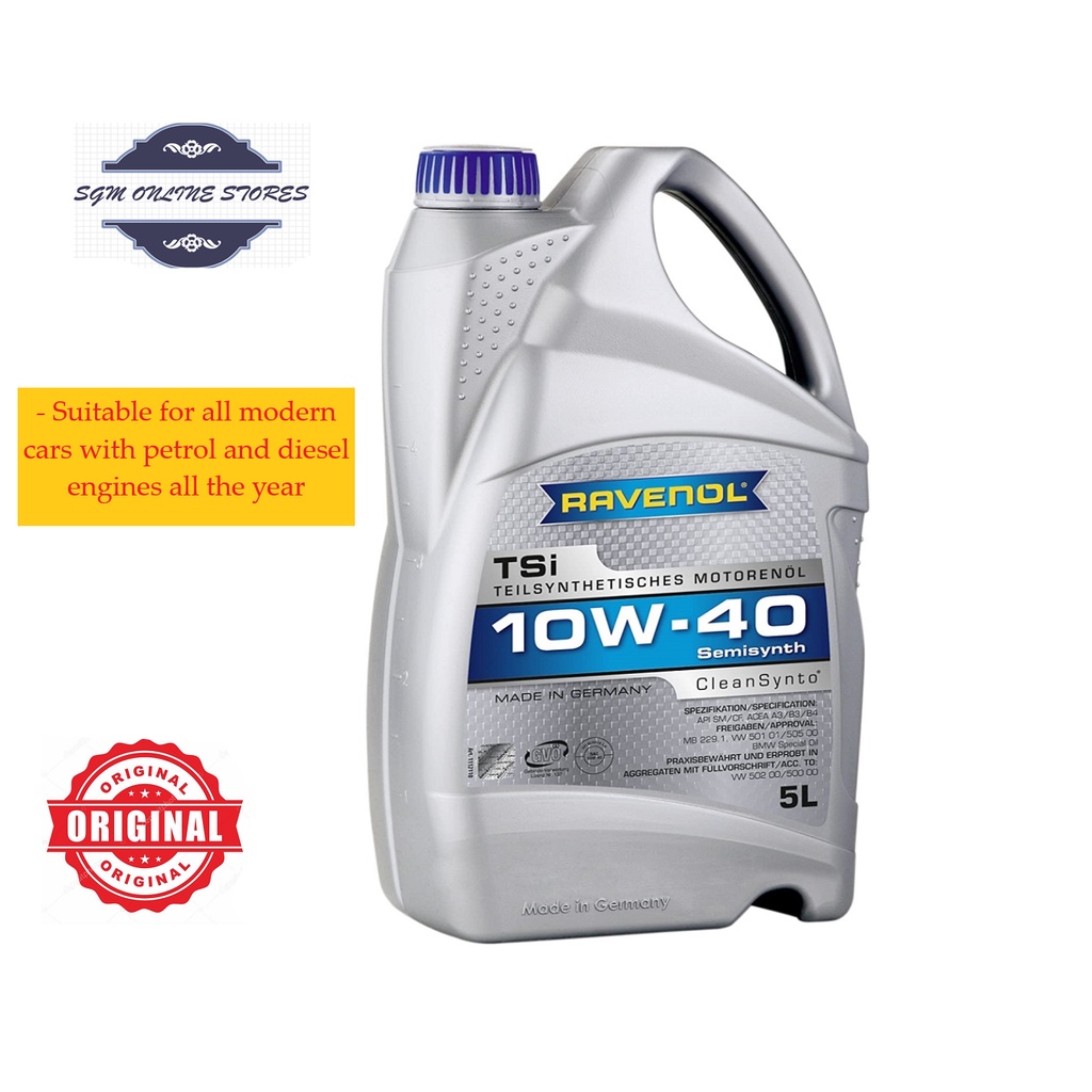 Ravenol Engine Oil TSi 10W-40 Semi Synthetic 5 Liter / Ravenol TSi SAE ...