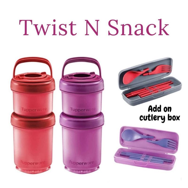 Tupperware Twist N Snack Ml Ml Food Container Cutlery